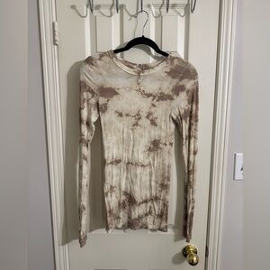 Enza Costa Brown Tie-Dye Long Sleeve Top
